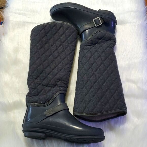 Sperry Top-Sider Women's Saltwater Tall Nylon Duck Boot Slate Quilted Waterproof - Picture 2 of 8